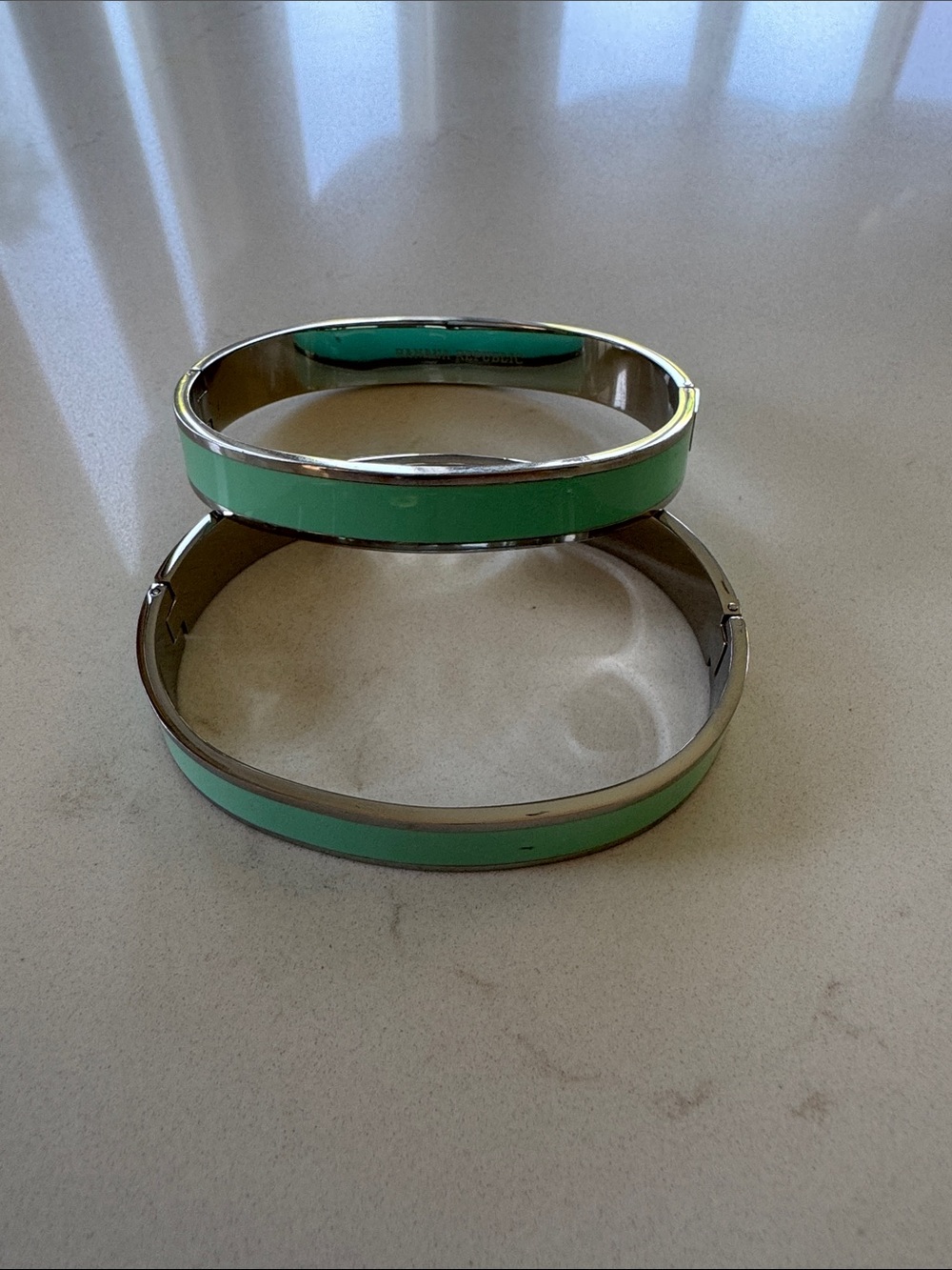 Banana Republic Mint Green Enamel Bangle Bracelet Set of 2 NWOT